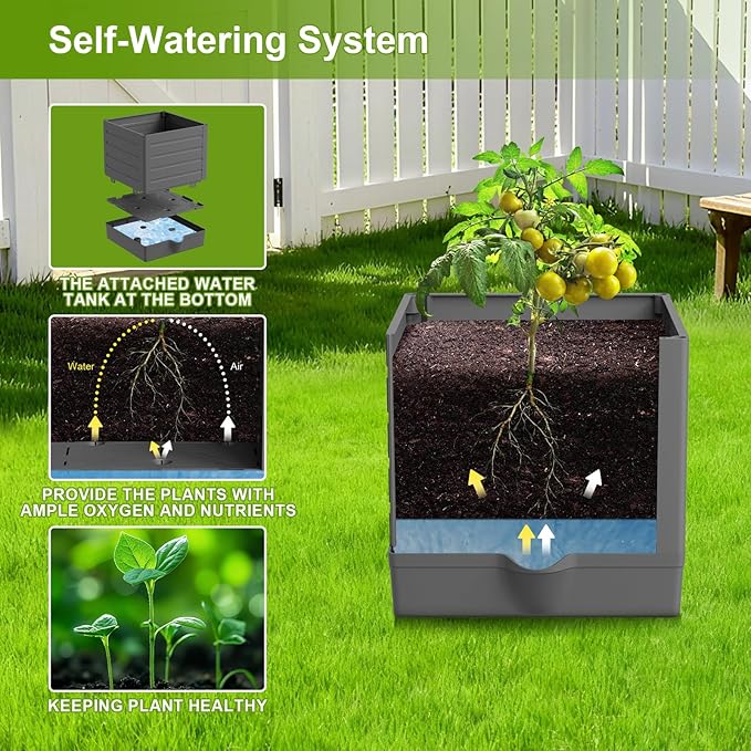 2 Pack Raised Garden Bed Tomato Planter with Trellis, 57" Tomato Cage Plant Support Planters, Self-Watering Planter for Tomatoes Climbing Plants Vegetable Vine Flowers Outdoor & Indoor