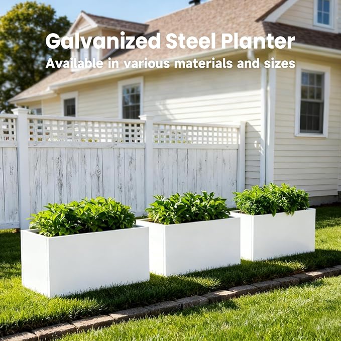 Metal Rectangular Planter 36" L x 12" W x 16" H Galvanized Steel Planter Box Rectangle Outdoor Planters Commercial Residential for Patio, Backyard, Garden