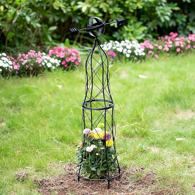 41-Inch Metal Obelisk Trellis – Elegant Garden Support for Climbing Plants, Perfect for Outdoor Rose Bushes and Tall Vines, Durable Metal Design with Arrow Top for Indoor and Outdoor Use