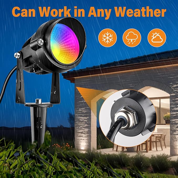 Spotlight Outdoor RGBW Low Voltage Landscape Lights, 12V-24V Color Changing Landscape Lights with Remote Control Landscape Spotlights for Garden Yard Path Tree Decorative (6 Pack)
