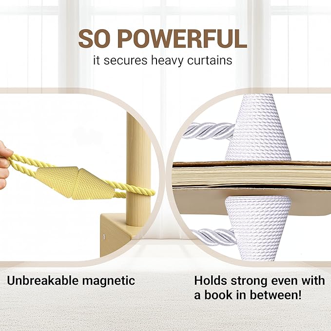 Hion Magnetic Curtain Tiebacks Golden 2pcs, Curtain Tiebacks Buckles Holdbacks Holders Hooks Clip for Home Bedroom Office Decorative Curtain