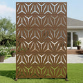 Casaphoria Metal Privacy Screen Outdoor, 72" H x 47" W Freestanding Decorative Privacy Screen for Patio Deck Balcony Garden with Stable Base, Brown Star