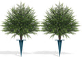 Artificial Cypress Topiary Bushes with Spike, 2 Pack Faux UV Resistant Cedar Ball Trees for Outdoor Planters, Fake Shrubs Plants for Porch Garden Decor
