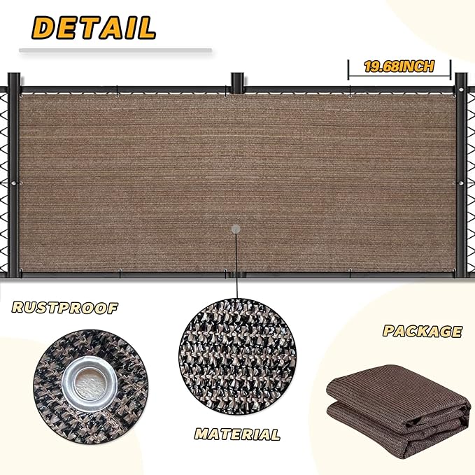 LOVE STORY Balcony Privacy Screen, 3'x3' Deck Shield Screen Fence Cover,UV Protection and Weather-Resistant,3 FT Height for Deck, Patio, Backyard, Outdoor Pool, Porch, Railing, Brown