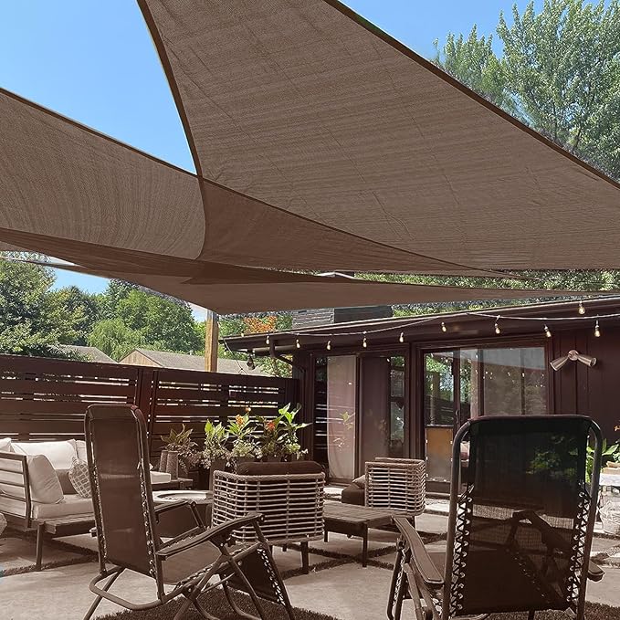 LOVE STORY Custom Size 7'x8'x10.6' Brown Sun Shade Sail Right Triangle Sunshade Fabric Awning Canopy for Patio Backyard Carport Pergola (Customized)