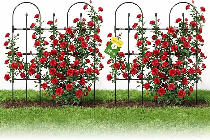 2 Pack Trellis for Climbing Plants Outdoor,47.2" H Garden Trellis,Rustproof Garden Arch Trellis Cucumber Tomato Support Structure for Raised Bed