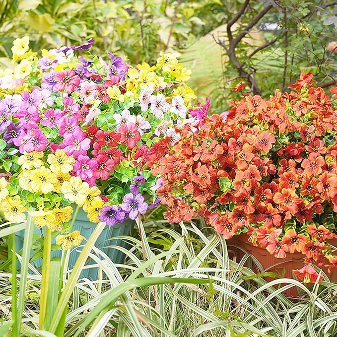 Artificial Flowers for Outdoor, UV Resistant Fake Silk Flowers, Realistic Faux Plants for Outside Indoor Porch Patio Window Box Planter Home Decor (20, Orange)