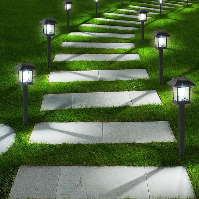 Greluna Solar Lights Outdoor,12 Pack 6000K Waterproof Auto On/Off Solar Pathway Lights for Your Garden, Landscape, Path, Yard, Patio, Driveway,Walkway Decor