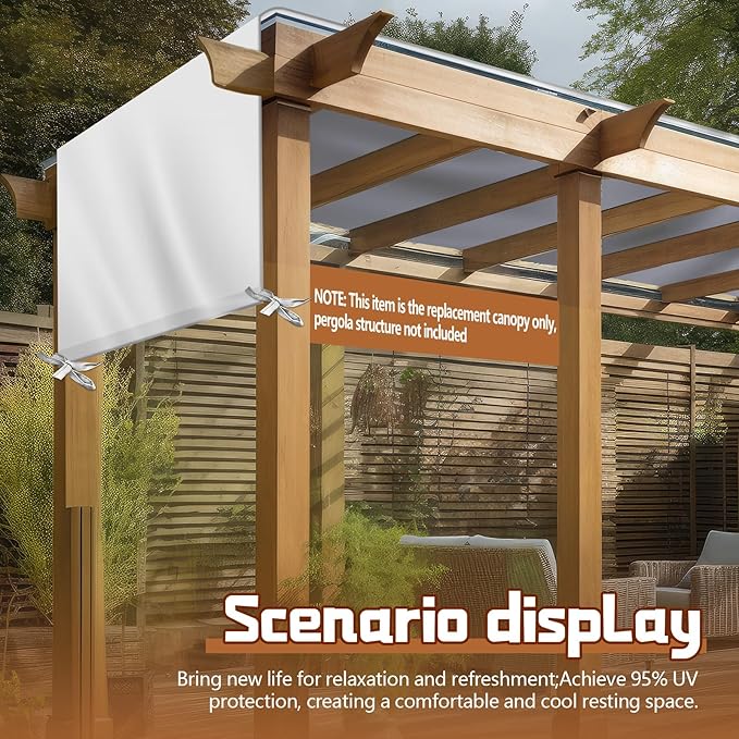 Universal Pergola Replacement Canopy Outdoor Canopy Shade Cover Waterproof Shade Top Cover for Outdoor Patio Porch Backyard(12 x 9 ft,Beige)