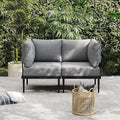 Sundale Outdoor 2 Pieces Metal Patio Furniture Set, Outdoor Sectional Sofa w/6 Inch Olefin Cushion, Modern Outdoor Conversation Sets for Porch, Balcony