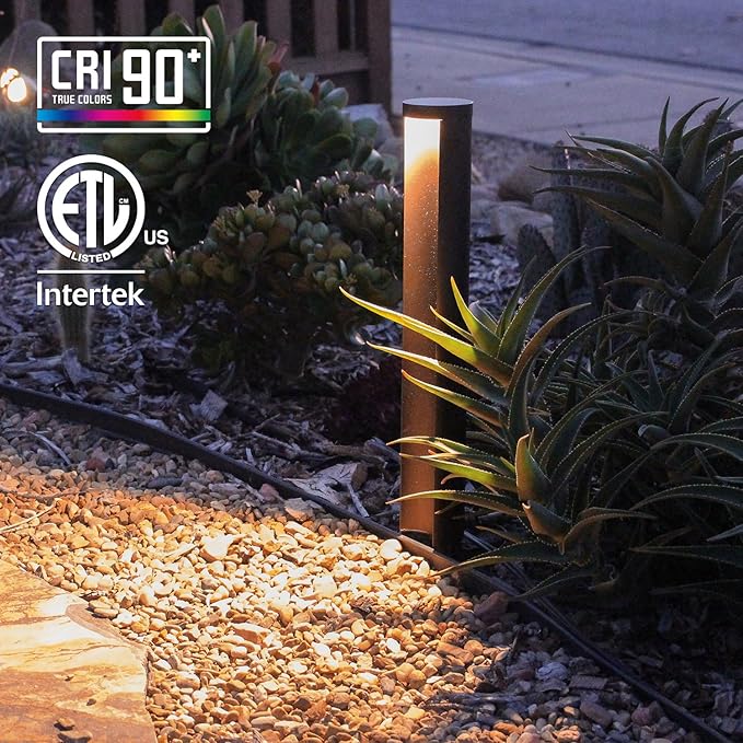 LEONLITE 12-Pack 5CCT Low Voltage Pathway Lights, 5W 12-24V Wired LED Landscape Lighting for Yard Sidewalk, IP65 Waterproof Path Light, Die-Casted Aluminum, 1800K/2700K/3000K/4000K/5000K, ETL