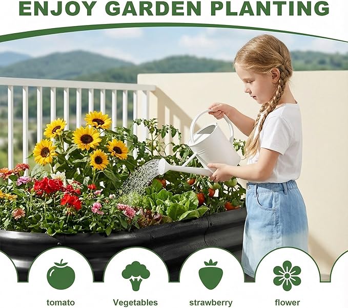 AHEONLAR 3 Pack 4×2×1.5ft Galvanized Raised Garden Beds Outdoor, Sturdy Planter Boxes for Vegetables, Fruits, Flowers and Plants, Easy Assembly, Black