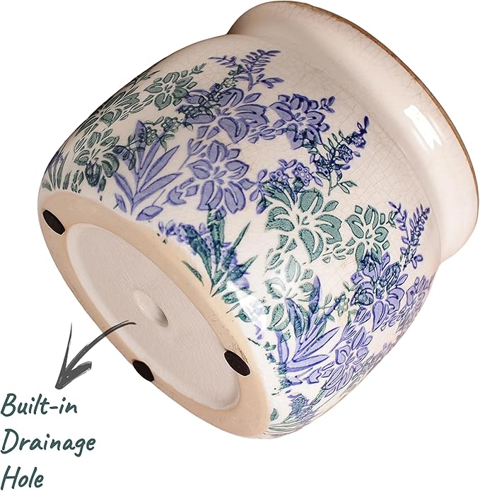 Pots for Plants, Ceramic Planters for Indoor/Outdoor Plants, 6.29'' Plant Pots Indoor with Drainage, Vase & Planters, Vintage Rustic Pots for Indoor Plant, House & Home Decor, Vintage Blue
