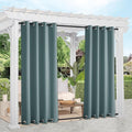 NICETOWN 2 Panels Greyish Blue Outdoor Curtains for Patio Waterproof, Sunlight Block Rustproof Grommet Top & Bottom Windbreak Thick Enough Keep Sun/Rain Out for Deck, W52 x L108, 2 Panels