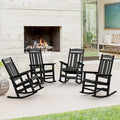 LUE BONA Outdoor Rocking Chairs Set of 4, Weather Resistant HDPS Poly Rocker Chairs, 350lb Heavy Duty, Oversized Porch Rocker for Adult, High Back Smooth Rocking Chairs for Outdoor & Indoor, Black