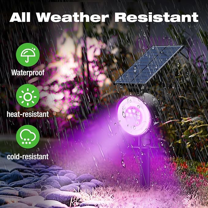 nipify 1 Pack Solar Lights Outdoor Waterproof, LED Solar Spot Lights with 3 Modes Landscape Spotlights for Outside Garden Yard Trees,RGB