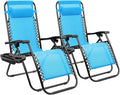 Homall Zero Gravity Chair Adjustable Folding Lawn Lounge Chairs Outdoor Lounge Gravity Chair Camp Reclining Chair with Pillows for Poolside Backyard and Beach Set of 2 (Sky Blue)