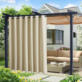 NICETOWN Extra Wide Outdoor Curtains for Patio Waterproof 2 Panels, Beige Rustproof Grommet Thick & Weighted Indoor Outdoor Curtains for Yard/Gazebo, W100 x L84 Inch