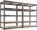 REIBII 2400LBS Storage Shelves 5 Tier Garage Shelving Heavy Duty, Adjustable Metal Shelving Unit, Garage Shelves for Basement, Warehouse, Pantry, Closet, Kitchen 72" H x 35.55" W x 16" D, 2 Pack | Heavy Duty, Adjustable, 2020LBS Capacity, Garage, Pantr...