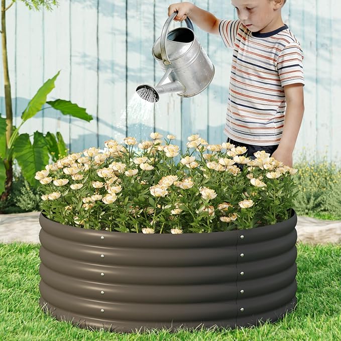2-Pack 4x1.5ft Galvanized Raised Garden Bed, Outdoor Planter Bed, Metal Planter Box for Gardening and Planting,Dark Grey