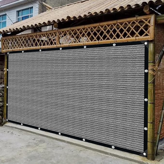 10x12 FT Sun Shade Cloth with Grommets, Pergola Shade Cover Canopy, 90% Sunblock Fabric Fence Privacy Screens for Outdoor, Garden, Patio, Balcony, Carport, Porch, Deck (Gray)