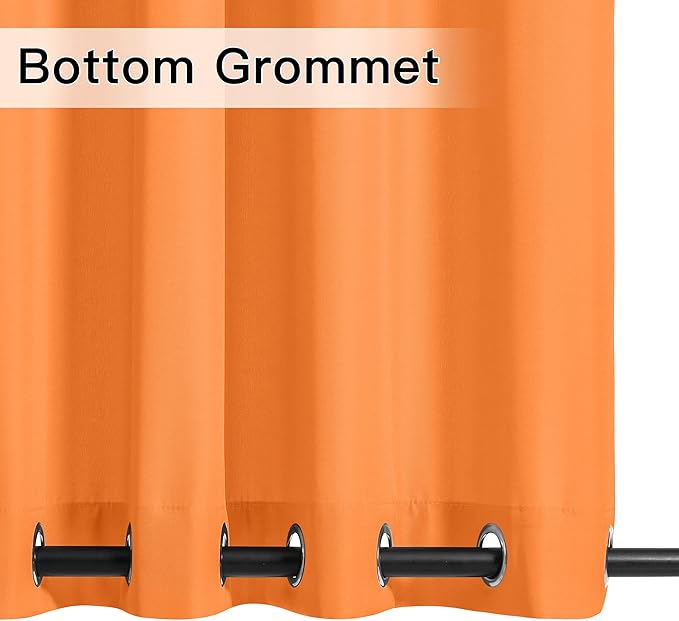 NICETOWN Canvas Outdoor Curtains 2 Panels = 110" Wide by 95" L for Patio Waterproof, Waterproof & Windproof Rustproof Top and Botom Grommet Outdoor Curtains/Drapes for Porch/Cabana, Orange