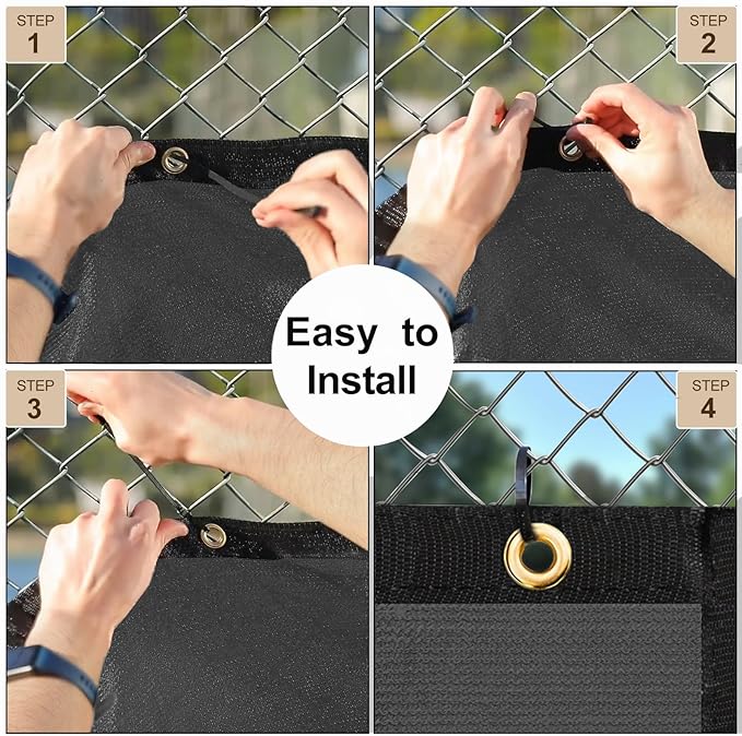 UPGRADE Privacy Screen 3' x 10' Fence Commercial Shade Cover with Brass Grommets Heavy Duty Perfect for Outdoor Back Yard, Grey, Customizable