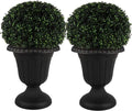 Outdoor Planter 2-Pack - 16x18-Inch Urn Planters - Plastic Plant Pots for Indoor, Outdoor, or Front Porch Decor - Flower Pots by Pure Garden (Black)