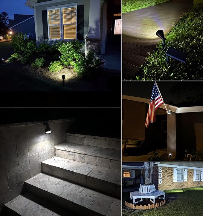 MEIHONG Solar Spot Lights for Outside, Waterproof Solar Spot Lights Dusk to Dawn, Solar Landscape Lights Solar Powered Lights for Garden Porch Walkway Patio (2 Pack)