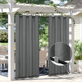 Easy-Going Linen Look Outdoor Curtains Waterproof Windproof Porch Curtains, Soft Thicken Outdoor Privacy Curtains for Patio, Gazebo, Grommet Top and Tab Bottom Drape, 1 Panel, 54x108 inch, Dark Grey