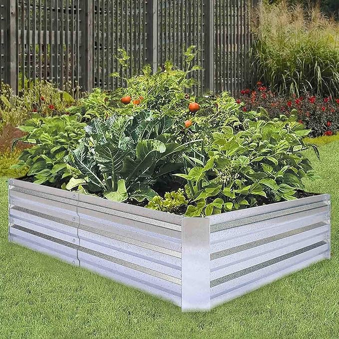 Galvanized Raised Garden Beds for Vegetables Large Metal Planter Box Steel Kit Flower Herb (6 x 3 x 1 ft * 2 Pack, Galvanized)