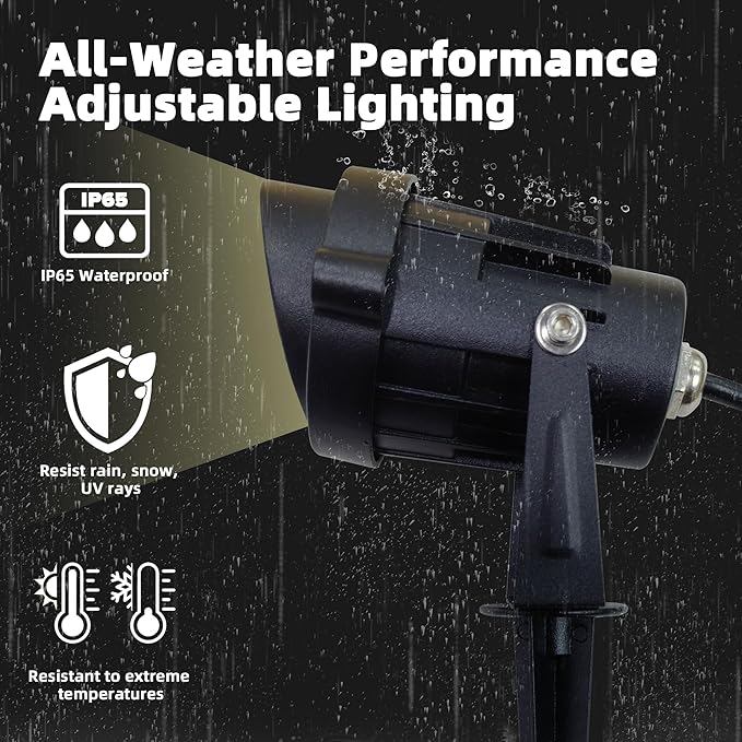 LED Outdoor Landscape Spotlight - 120V 12W Warm White Waterproof Spot Lights for Yard House Flag Tree, Lighting Decorations for Christmas Halloween(2 Pack)