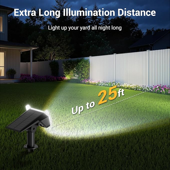 WdtPro Upgraded Bright Solar Lights Outdoor Waterproof, Auto ON/Off Solar Spot Lights Outdoor, Dusk to Dawn Spotlights, Adjustable Landscape Lighting for Yard Tree Path Garden, Cool White, 6 Pack
