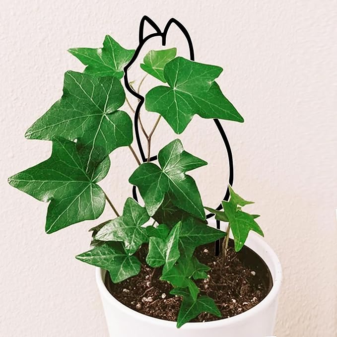 Cat-Shaped Small Trellis for Potted Plants, 13 inches Hoya Trellis 2 Pack, Metal Plant Trellis for Climbing Plants Indoor, Houseplants Trellis Indoor (Black)