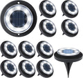 Flacchi Solar Lights Outdoor - Solar Powered Ground Lights Outdoor Solar Disk Light Waterproof Landscape Light for Patio Yard Pathway Walkway Driveway (Cool White, 12 Pack)