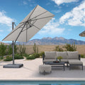 PURPLE LEAF Patio Umbrella 8' X 8' Rectangle Cantilever Umbrella Large Aluminum Outdoor Umbrellas with 360-degree Rotation & UPF40+ Premium Fabric for Deck Pool Garden Yard, Pebble Grey
