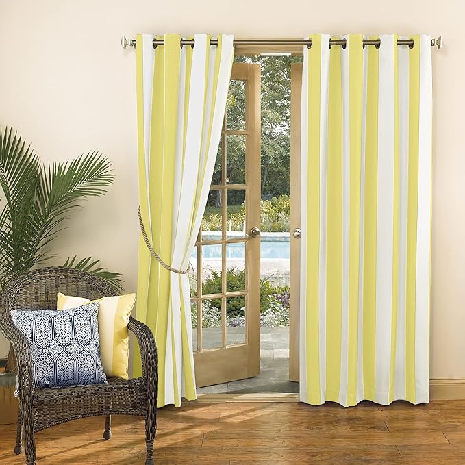 Sun Zero Valencia Cabana Stripe Indoor/Outdoor UV Protectant Energy Efficient Grommet Curtain Panel
