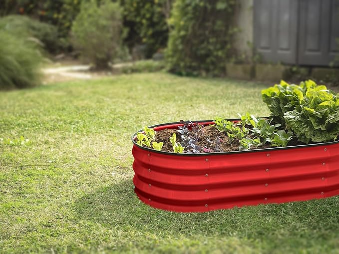 Plant & Plot Galvanized Raised Garden Beds Outdoor // 4×2×1 ft (2-Pack) Planter Raised Beds for Gardening, Vegetables, Flowers (Red) // Large Metal Garden Box