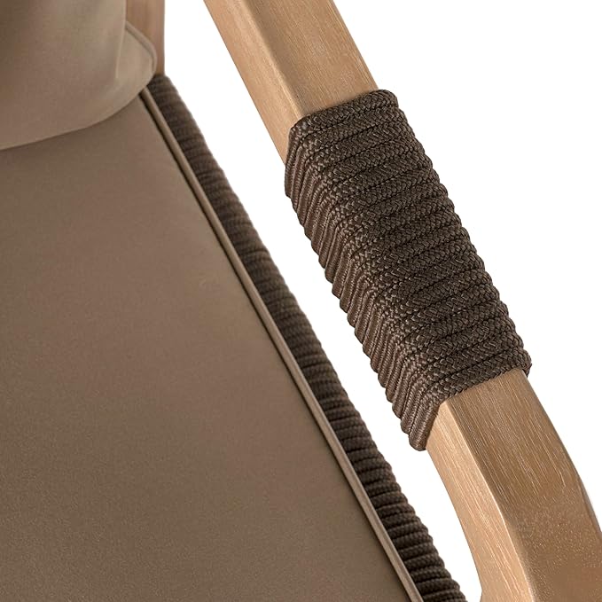 JONATHAN Y BSL1200C-SET2 Porto Modern Coastal Tub Roped Acacia Wood Outdoor Bar Stool with Cushions and Armrests, for Patio, Lawn, Backyard, Deck, Brown/Light Teak (Set of 2)
