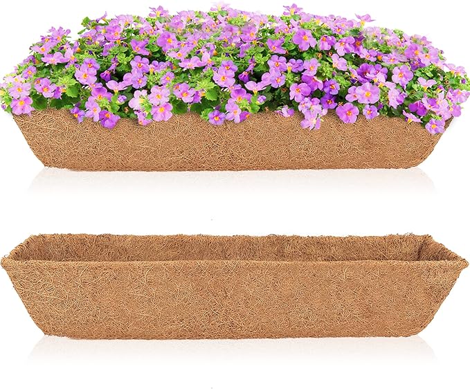 HFHOME 2Pcs 30" Trough Coco Fiber Replacement Liner, Natural 30 inches Window Deck Coco Replacement Liner for Window Box