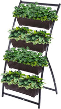 KHOMO GEAR Vertical Garden Planter Balcony Garden Outdoor 4 Tier Raised Bed Box with Stacking Planters Indoor Patio Tower for Plants Vegetables Flowers & Herbs