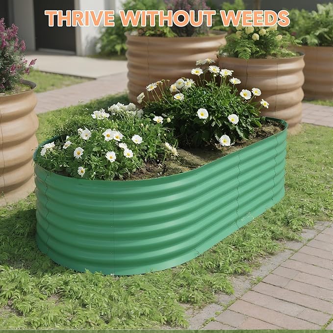 Garvee 4x2x2 ft Galvanized Raised Garden Bed Outdoor, 24 in Tall Metal Planter Box for Flowers Vegetables, Rust-Resistant Raised Garden Beds for Gardening, Easy Assembly Outdoor Garden Box & Planters
