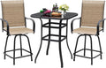 Devoko Patio Swivel Bar Set 3 Pieces Patio High Top Bar Table and Stools Chairs Set Textilene Sling Fabric Outdoor Bar Stools Set of 2 for Garden, Balcony