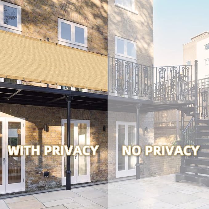 LOVE STORY Balcony Privacy Screen, 3'x10' Sand Deck Shield Screen Fence Cover (HDPE),UV Protection and Weather-Resistant,3 FT Height for Deck, Patio, Backyard, Outdoor Pool, Porch, Railing,