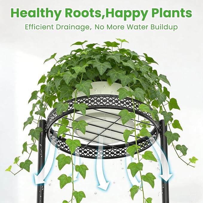 3 Tier Large Plant Stand Indoor Outdoor Clearance 10in Wide Metal Wood Plant Stand for Multiple Plants Black Tall Narrow Plants Display Organizer for Corner Living Room Porch Patio Garden Office