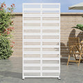 Casaphoria 72" H x 35" W Metal Privacy Screen, Outdoor Freestanding Decorative Divider for Patio, Deck, Balcony, and Garden with Stable Base, White-Harold
