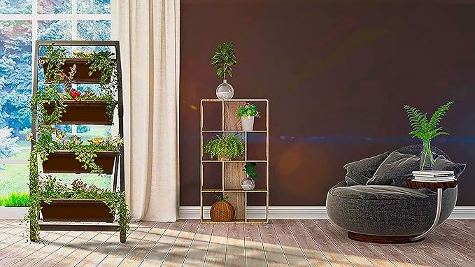 6-Ft Raised Garden Bed - Vertical Garden Freestanding Elevated Planter with 4 Container Boxes - Good for Patio or Balcony Indoor and Outdoor - Perfect to Grow Vegetables Herbs Flowers