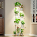 62" Plant Stand Indoor with Grow Lights - 7 Tiered Tall Metal Plant Shelf - Corner Wooden Plant Stand for Indoor Plants Multiple, Large S-Shape Flower Rack Holder for Living Room, Garden, Patio Decor
