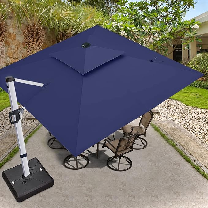 ABCCANOPY Patio Umbrella Cantilever Double Top Outdoor Offset Umbrella with 360° Rotation