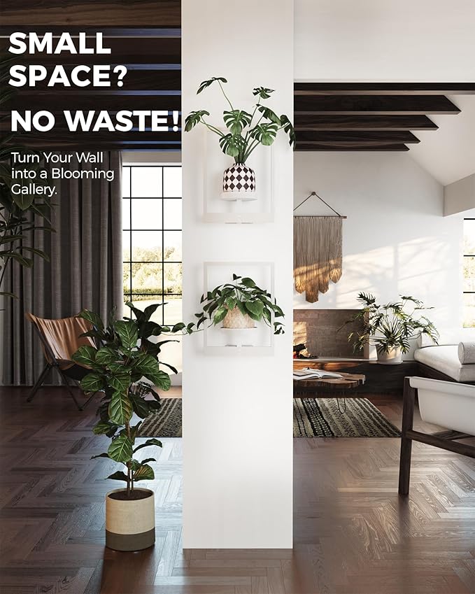 Bamworld White Plant Stand Indoor, Plant Hanger Wall Planters for Indoor Plants Window Plant Shelves Plant Holder Wall Decor, Room Decor (Patent Design)